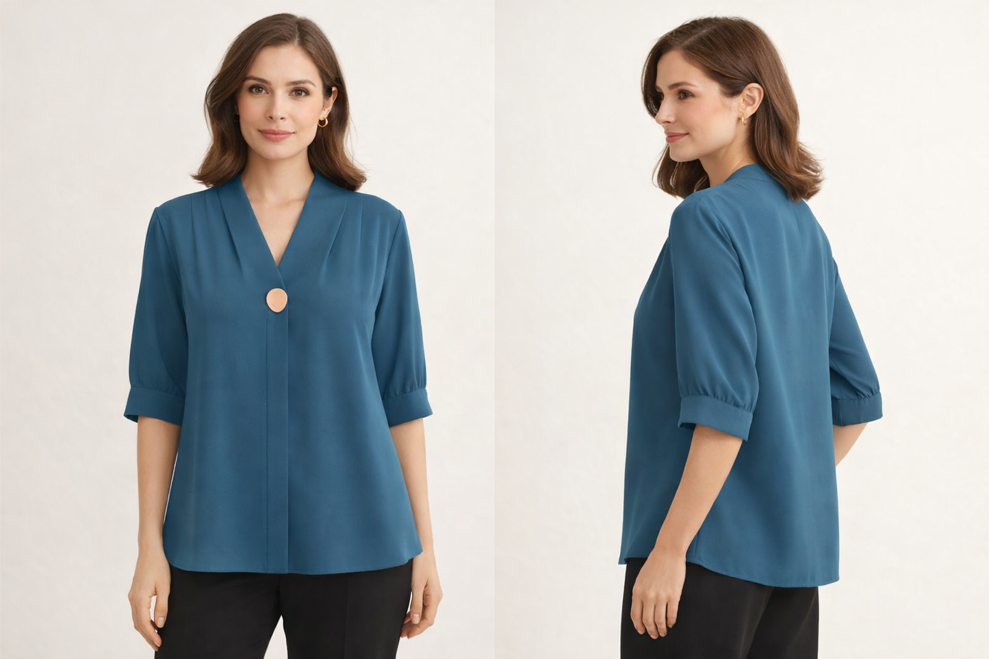 Teal Wrap Elegance Top