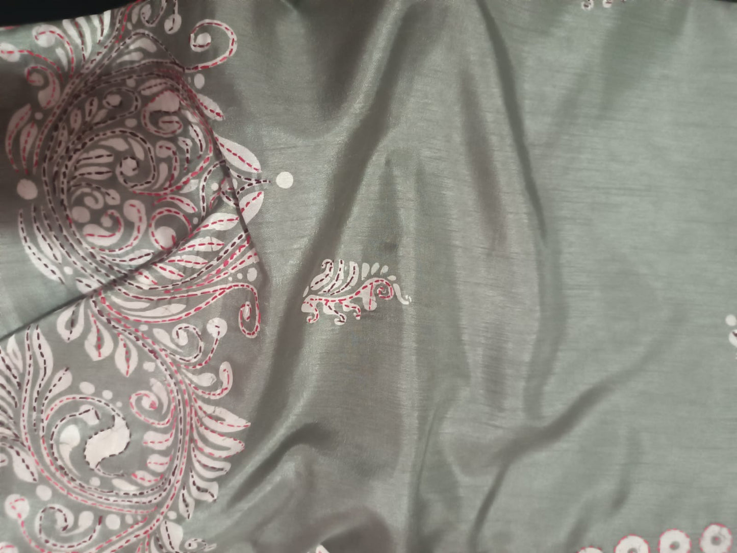 "Silver Breeze" Embroidered Saree