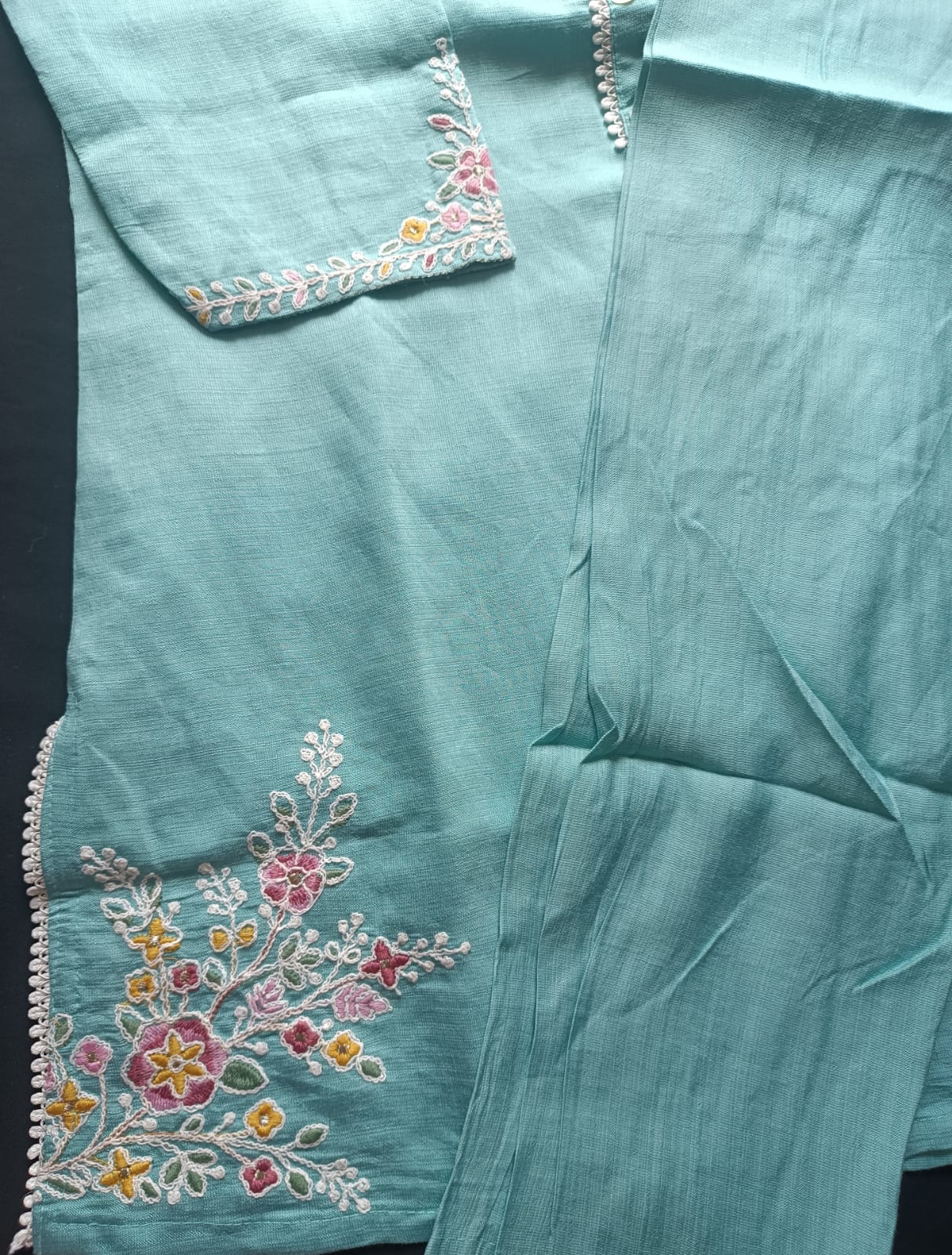 Aqua Bloom Embroidered Co-Ord Set