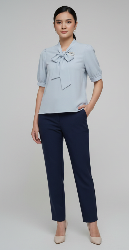 Soft Sky Tie-Neck Top
