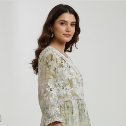 "Mint Meadow" Floral Tiered Maxi Dress