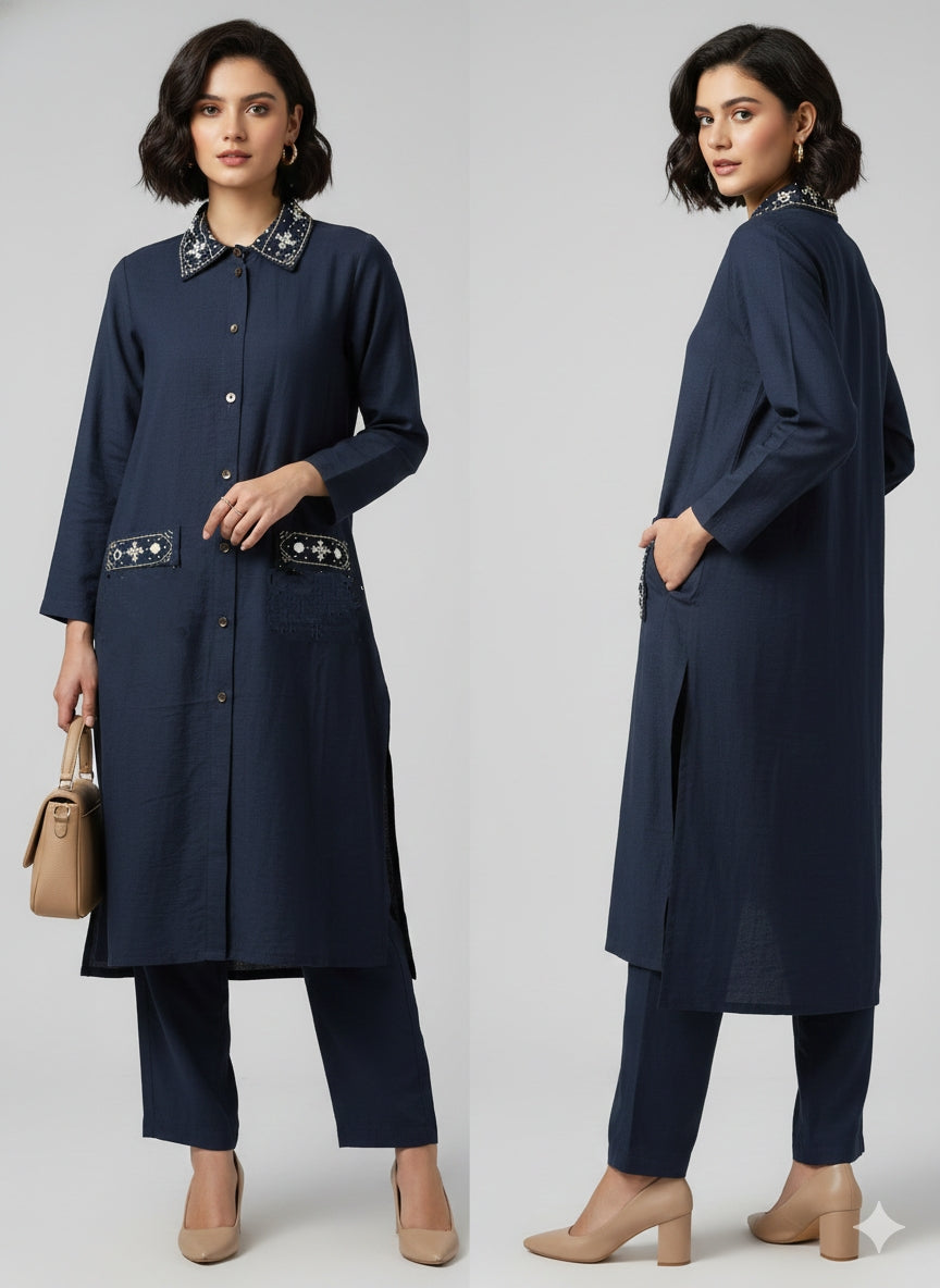 Deep Indigo Accent Co-Ord Set