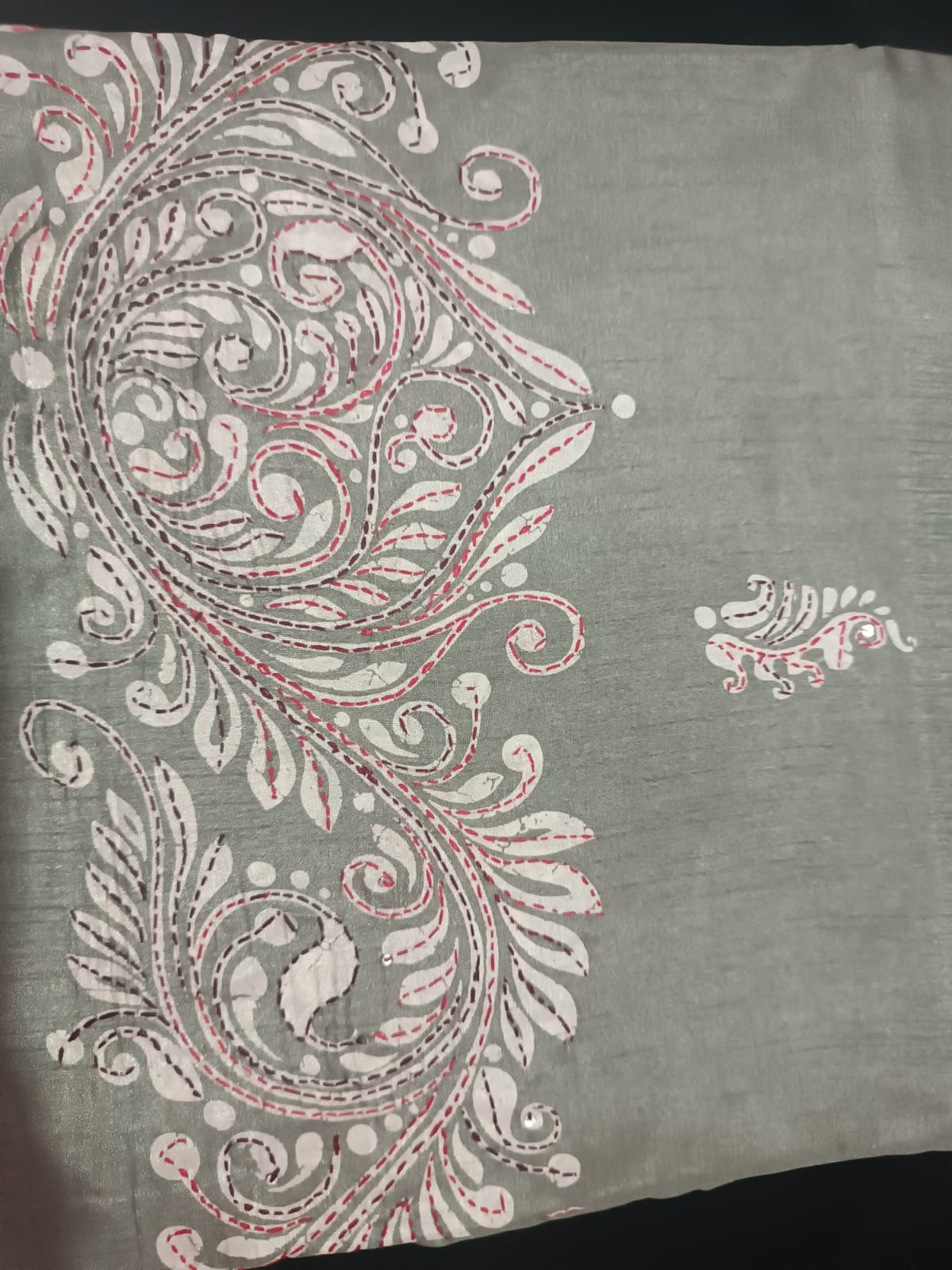 "Silver Breeze" Embroidered Saree