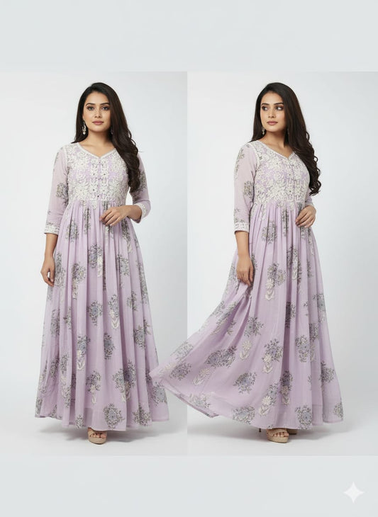 Lavender Bloom Floral Maxi Dress