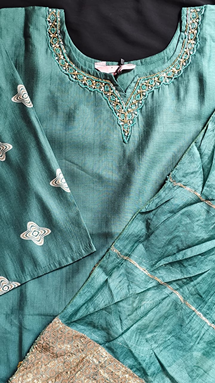"Emerald Grace" Embroidered Salwar Suit Set