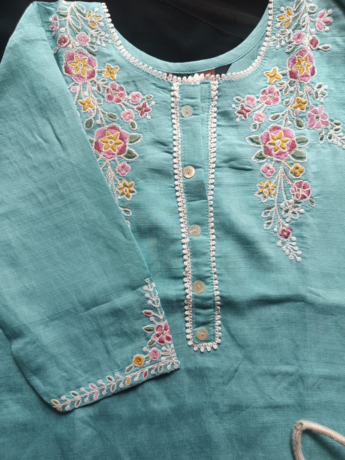 Aqua Bloom Embroidered Co-Ord Set
