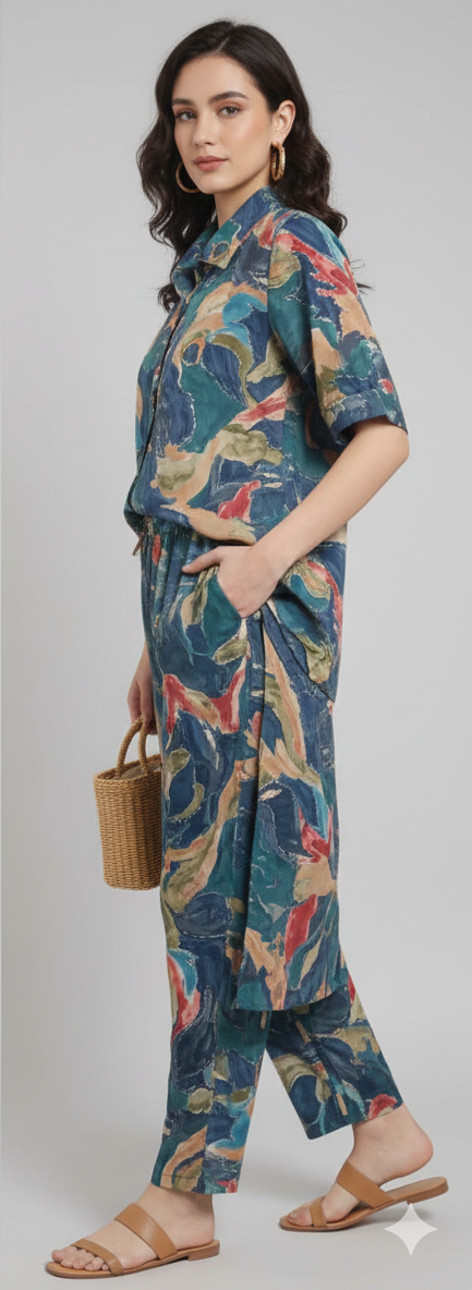 Azure Canvas Co-Ord Set