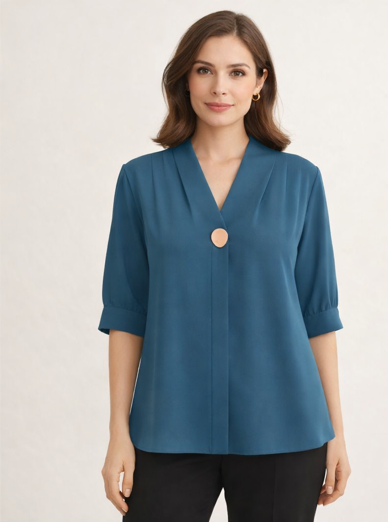 Teal Wrap Elegance Top