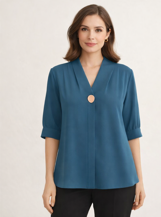 Teal Wrap Elegance Top