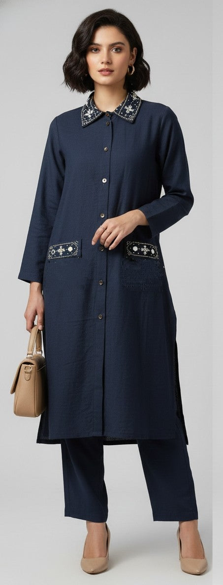 Deep Indigo Accent Co-Ord Set