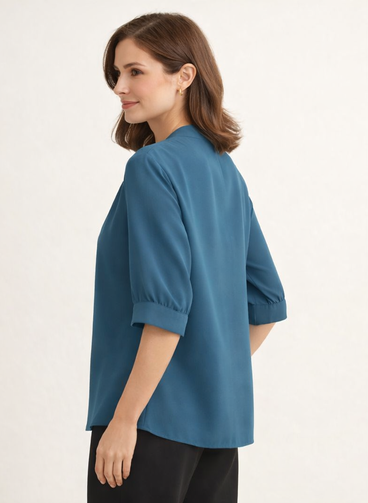 Teal Wrap Elegance Top